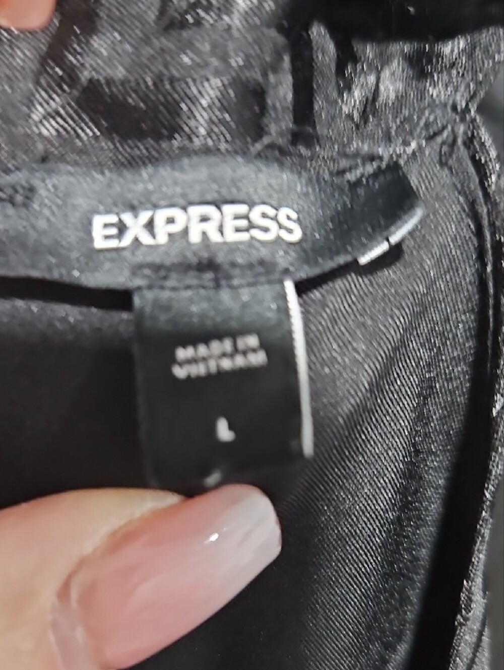 Express Black Subdued Pattern Backless Halter Top - Picture 2 of 3